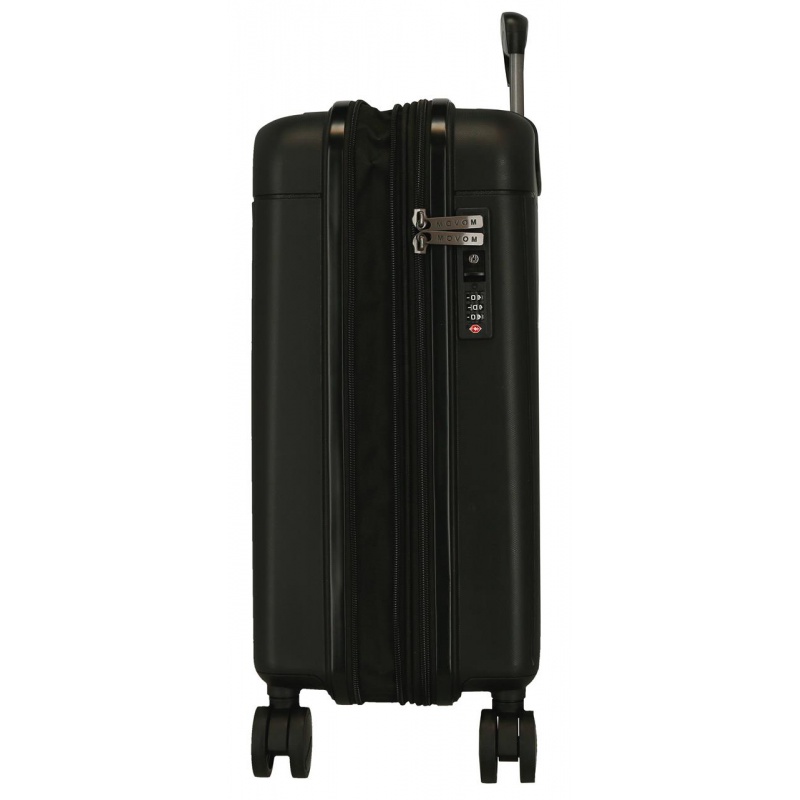 Kabínový kufor MOVOM New Trendy Black 55 cm – tvrdý polypropylén, TSA, expandovateľný