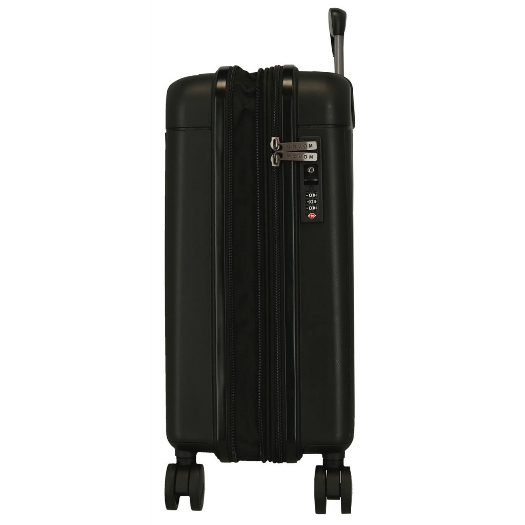 Kabínový kufor MOVOM New Trendy Black 55 cm – tvrdý polypropylén, TSA, expandovateľný