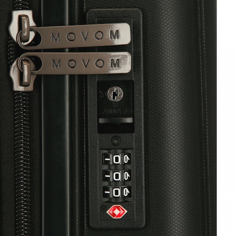 Kabínový kufor MOVOM New Trendy Black 55 cm – tvrdý polypropylén, TSA, expandovateľný