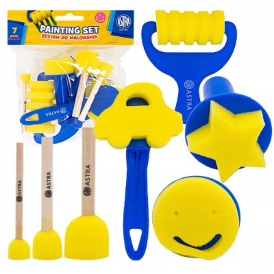 Houby a válečky na malování pro děti – sada 7 ks ASTRA | Kreativní sada pro nejmenší