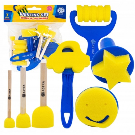 Špongie a valčeky na maľovanie pre deti – sada 7 ks ASTRA | Kreatívna sada pre najmenších