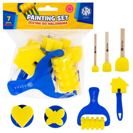 Sada dětských houbiček a malířských válečků ASTRA nabízí hravý a snadný způsob, jak rozvíjet kreativitu nejmenších. Obsahuj