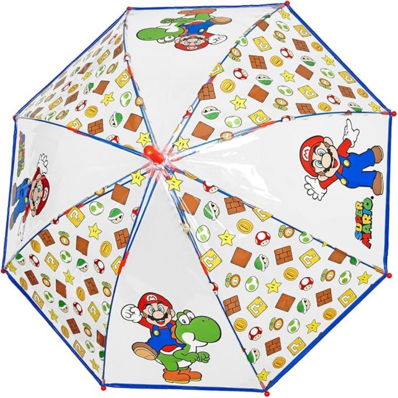 Dětský průhledný deštník Super Mario – bezpečný a odolný | Perletti