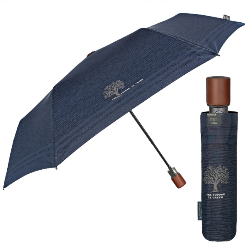 Automatický skladací dáždnik Perletti Green Rigato Blue – antivetrovy, ekologický | ZdenkaTri.sk