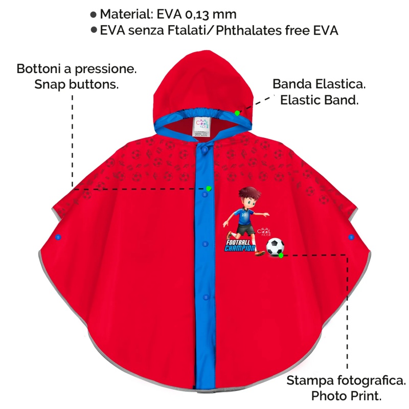 Detský pršiplášť / pončo Perletti Futbalista 3–6 rokov – chráni pred dažďom