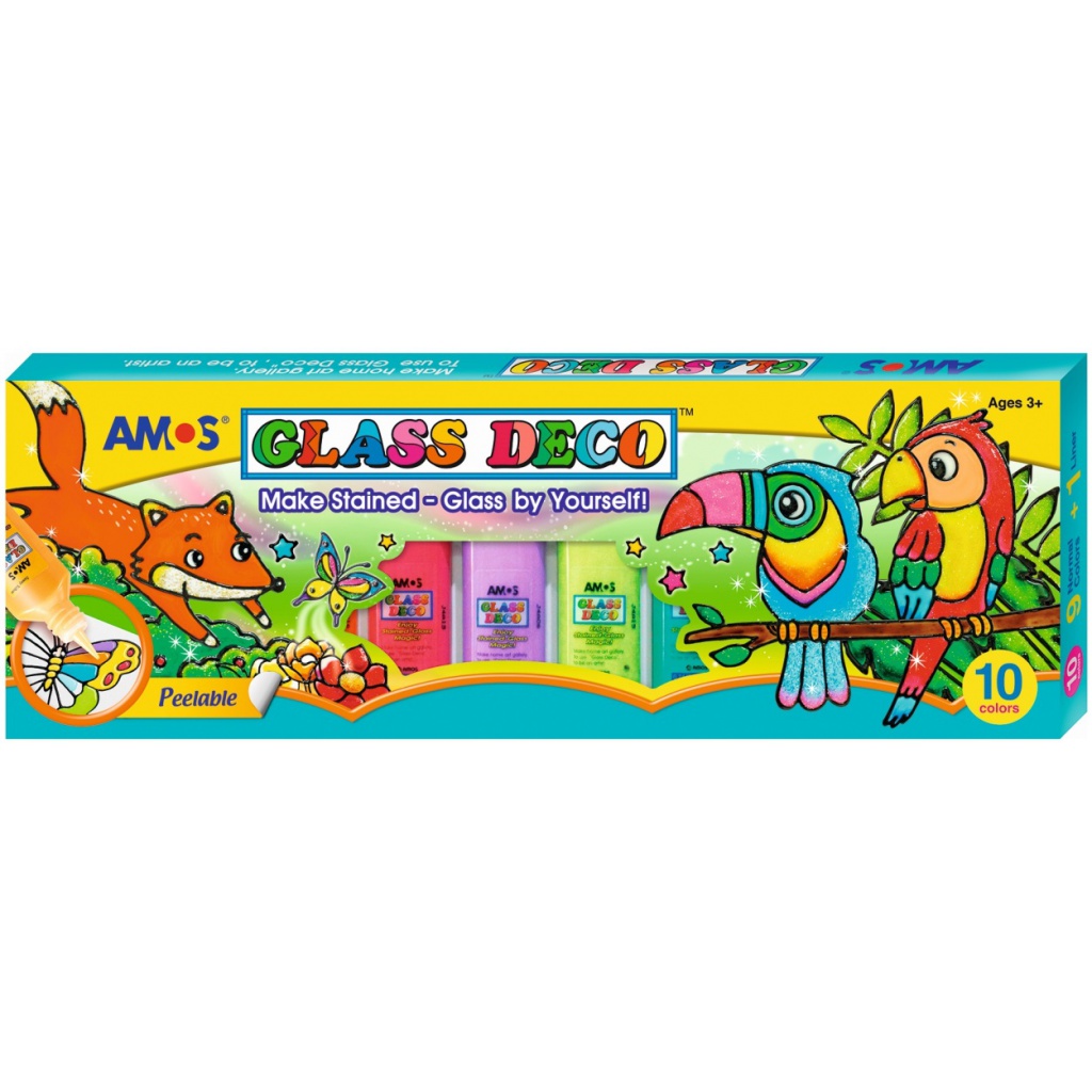 Slupovací barvy na sklo AMOS - sada 9 ks | Skvělé na okna, zrcadla a dekorace
