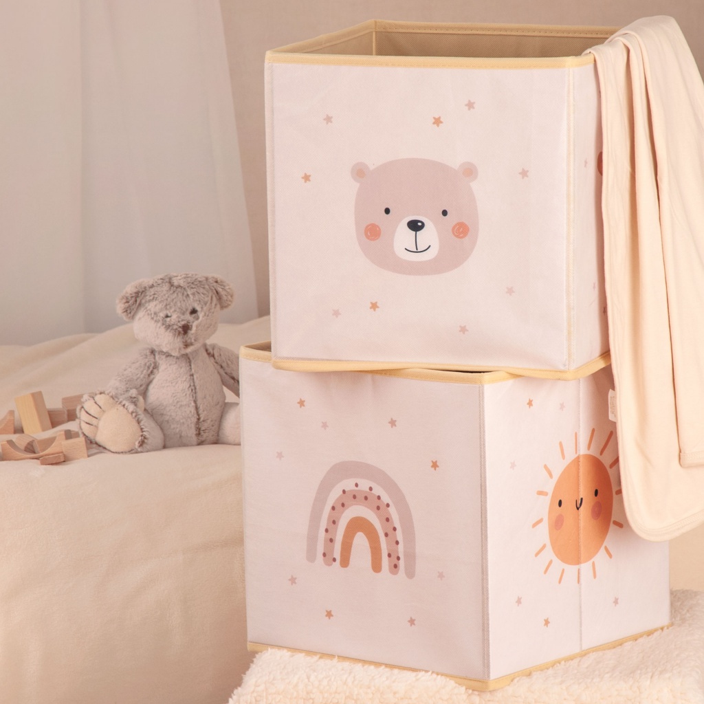 Úložný box babybest® Little Friends – 30×30×30 cm | Dětský skládací box se zvířátky