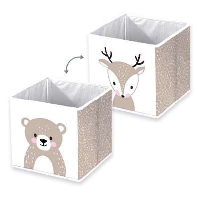 Úložný box na hračky babybest® Woodland Crew – medvídek, 30×30×30 cm