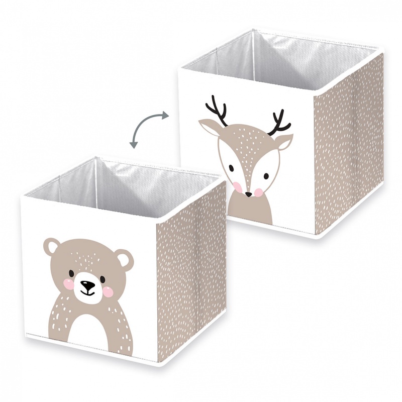 Úložný box na hračky babybest® Woodland Crew – medvedík, 30×30×30 cm
