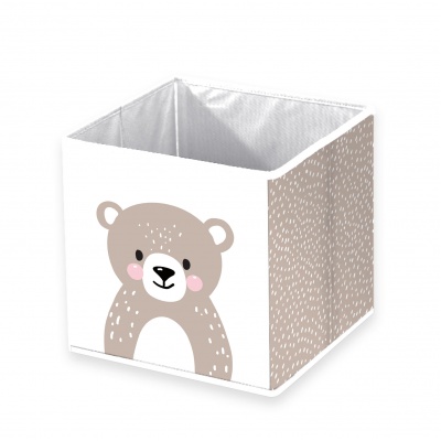 Úložný box na hračky babybest® Woodland Crew – medvedík, 30×30×30 cm
