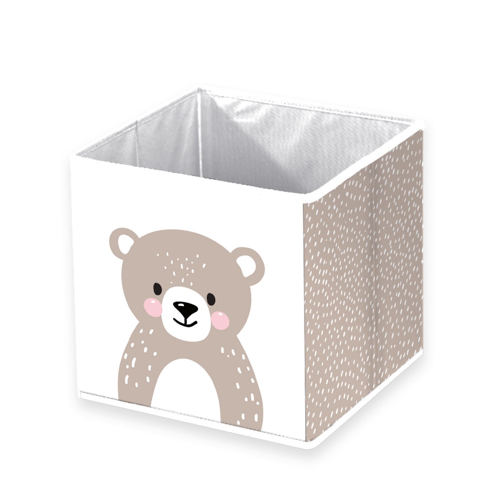 Úložný box na hračky babybest® Woodland Crew – medvedík, 30×30×30 cm