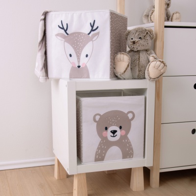 Úložný box na hračky babybest® Woodland Crew – medvídek, 30×30×30 cm