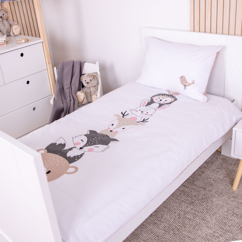 Detské obliečky babybest® Woodland Crew 100×135 – mäkké bavlnené obliečky s lesnými motívmi