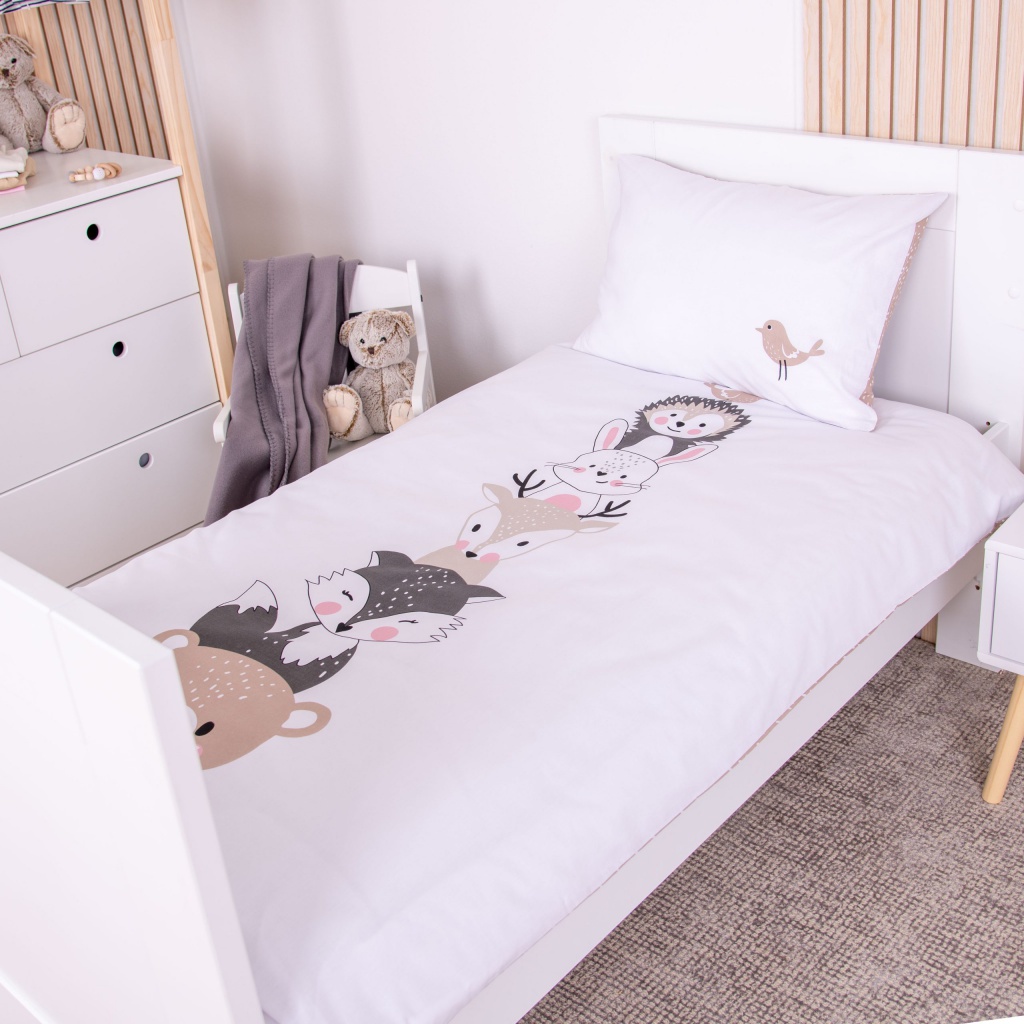 Detské obliečky babybest® Woodland Crew 100×135 – mäkké bavlnené obliečky s lesnými motívmi