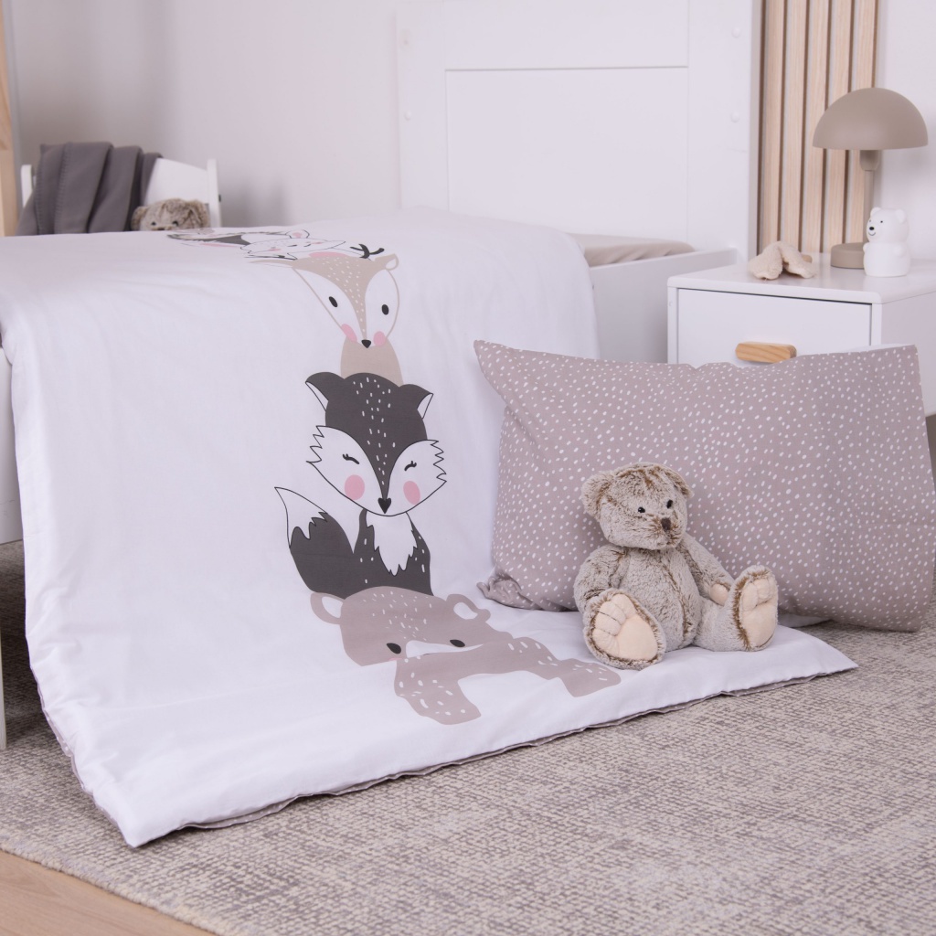 Detské obliečky babybest® Woodland Crew 100×135 – mäkké bavlnené obliečky s lesnými motívmi
