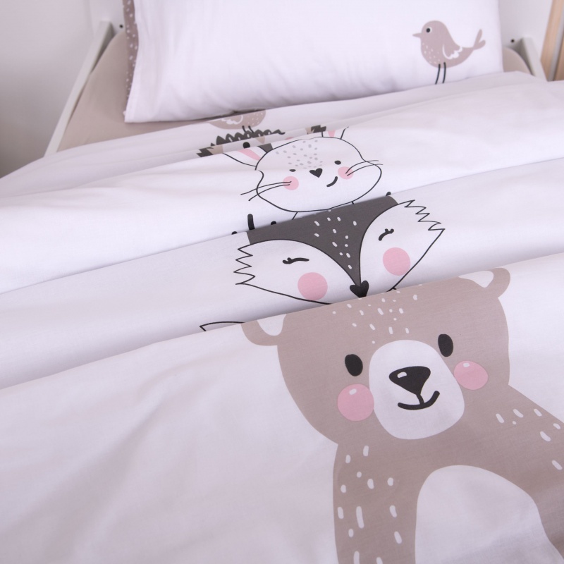Detské obliečky babybest® Woodland Crew 100×135 – mäkké bavlnené obliečky s lesnými motívmi
