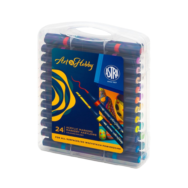 Akrylové popisovače Astra Art& Hobby 24 farieb ✓ obojstranné v kufríku