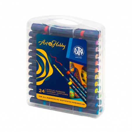 Akrylové popisovače Astra Art& Hobby 24 farieb ✓ obojstranné v kufríku