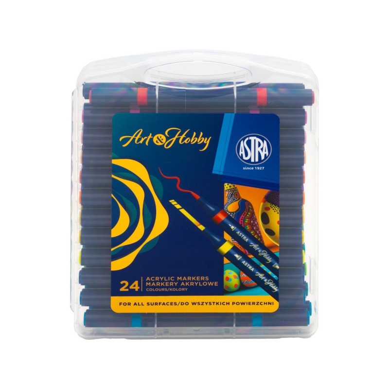 Akrylové popisovače Astra Art& Hobby 24 farieb ✓ obojstranné v kufríku