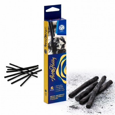 Prírodný uhlík Art&Hobby 6–8 mm – kresliarsky uhoľ, sada 6 ks