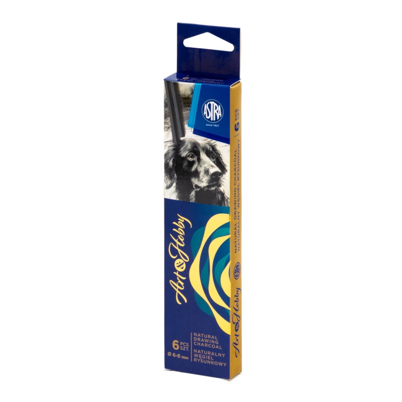 Prírodný uhlík Art&Hobby 6–8 mm – kresliarsky uhoľ, sada 6 ks