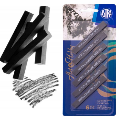 Lisovaný uhlík Art&Hobby 10×80 mm – sada 6 ks | Profesionálna kresba