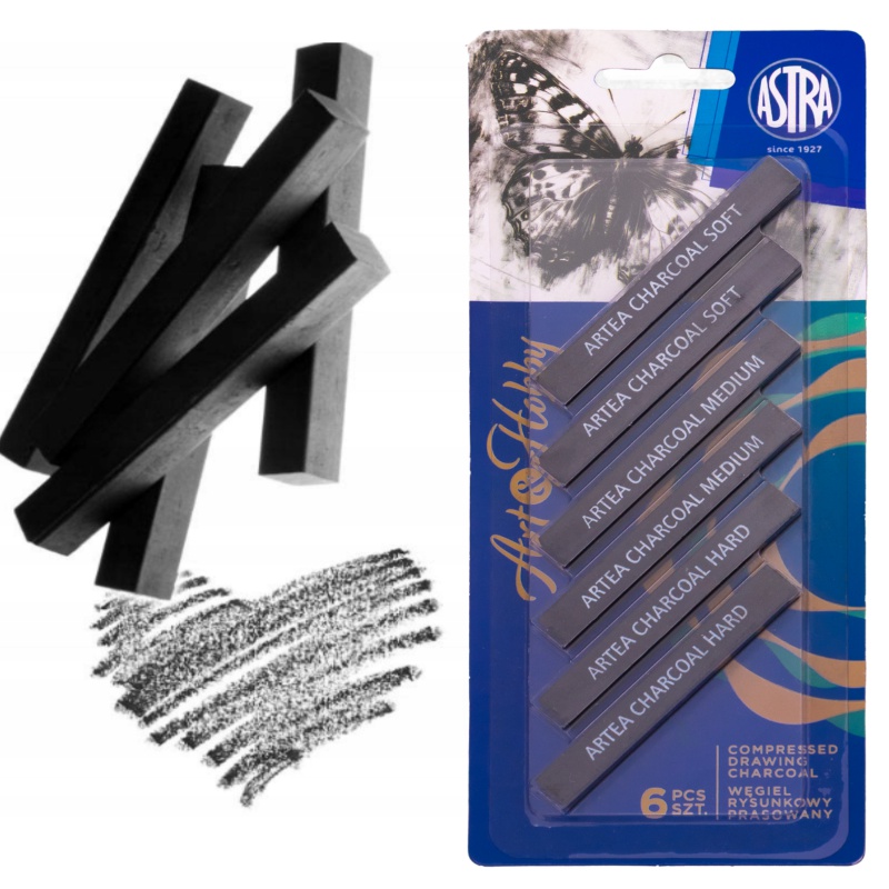 Lisovaný uhlík Art&Hobby 10×80 mm – sada 6 ks | Profesionálna kresba