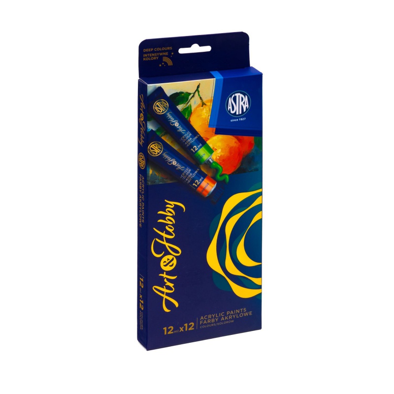 Akrylové barvy Art&Hobby v sadě 12 × 12 ml nabízí syté, intenzivní barvy a výborné krytí. Jsou vhodné pro začátečníky, studen