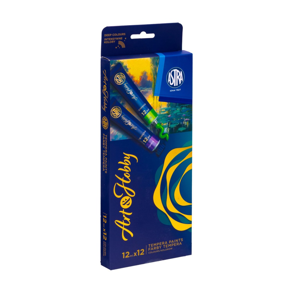 Akrylové barvy Art&Hobby v sadě 12 × 12 ml nabízí syté, intenzivní barvy a výborné krytí. Jsou vhodné pro začátečníky, studen