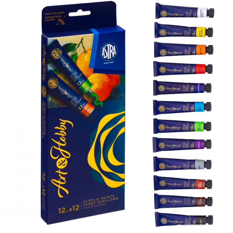 Akrylové farby Art&Hobby 12×12 ml | Sýte farby, vysoké krytie