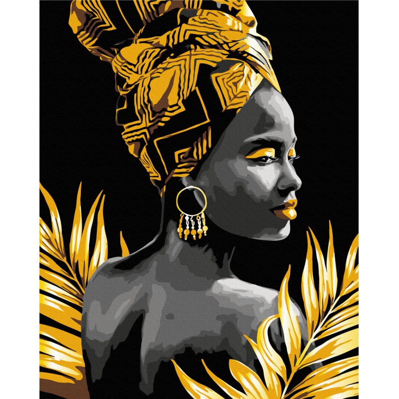 Maľovanie podľa čísel Zlatá múza čierne plátno Art&Hobby 40×50 cm