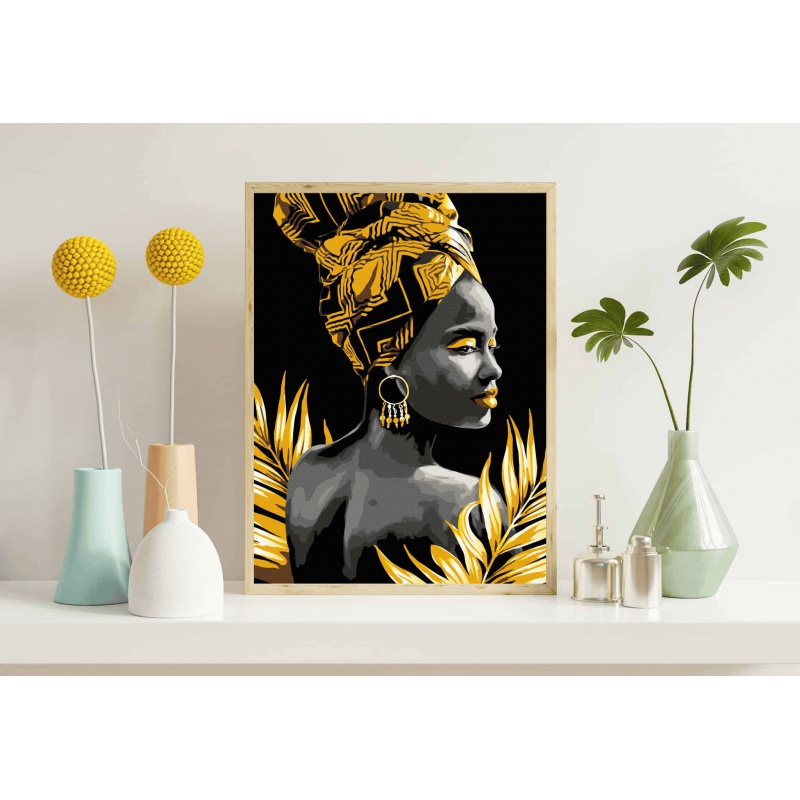 Maľovanie podľa čísel Zlatá múza čierne plátno Art&Hobby 40×50 cm