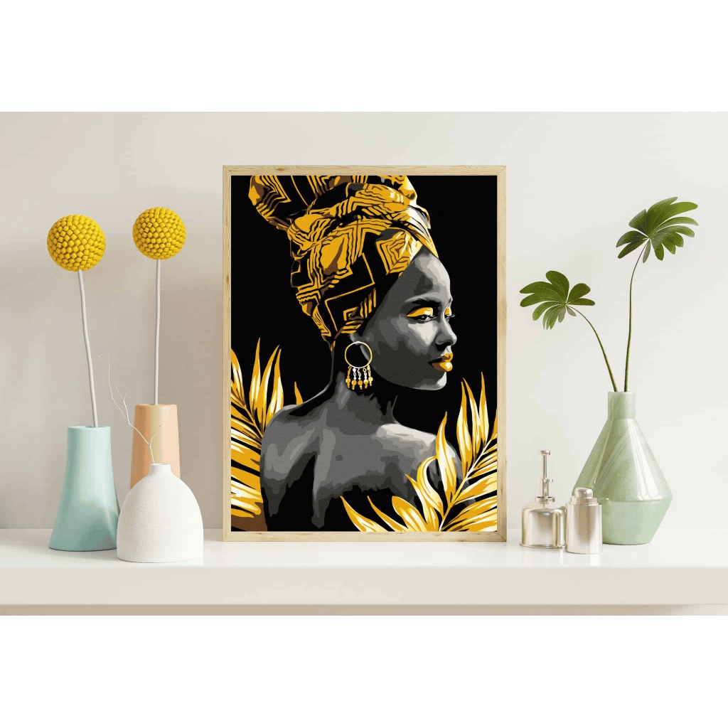 Maľovanie podľa čísel Zlatá múza čierne plátno Art&Hobby 40×50 cm