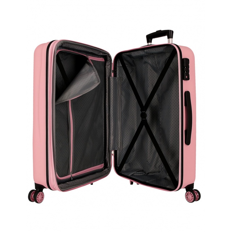 Dětský kufr Minnie Heads 55 cm | Růžový skořepinový kufr Disney