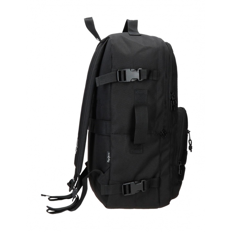 Batoh Pepe Jeans Aris Evergreen černý | Dvoukomorový cestovní batoh