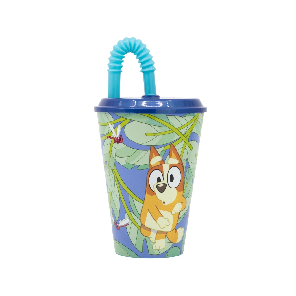 Plastový pohár s víkem a brčkem Bluey, 430ml, 50630