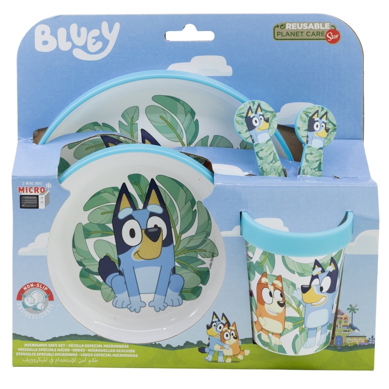 Detský jedálenský set Bluey 5-dielny | Tanier, miska, pohár, príbory