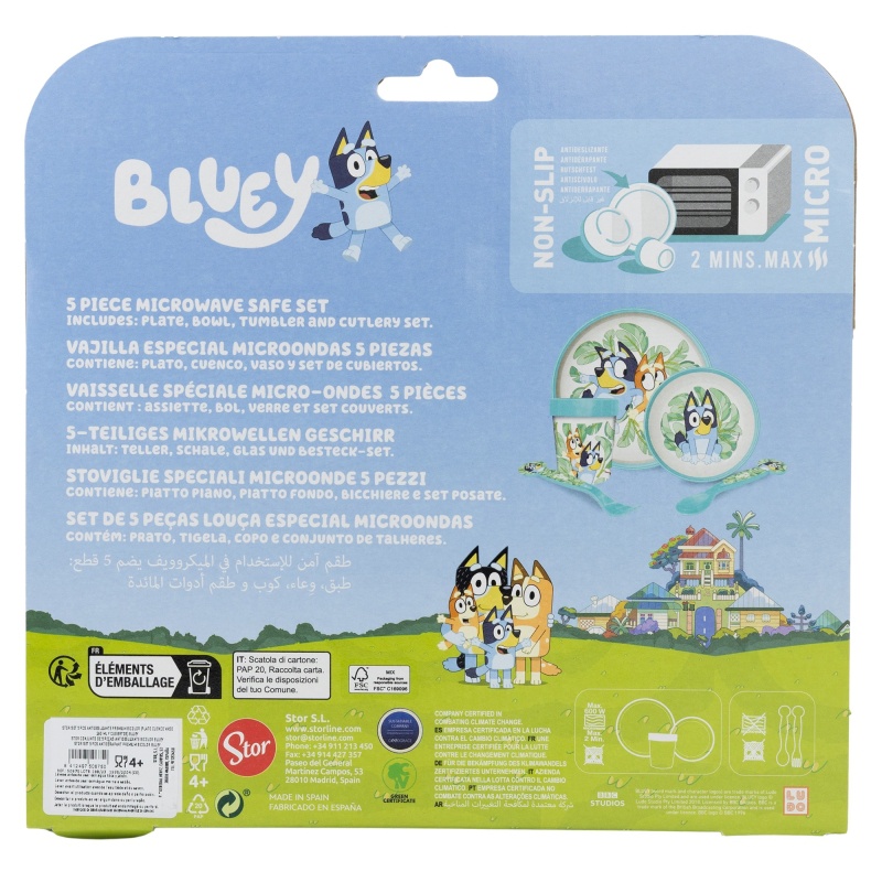 Detský jedálenský set Bluey 5-dielny | Tanier, miska, pohár, príbory