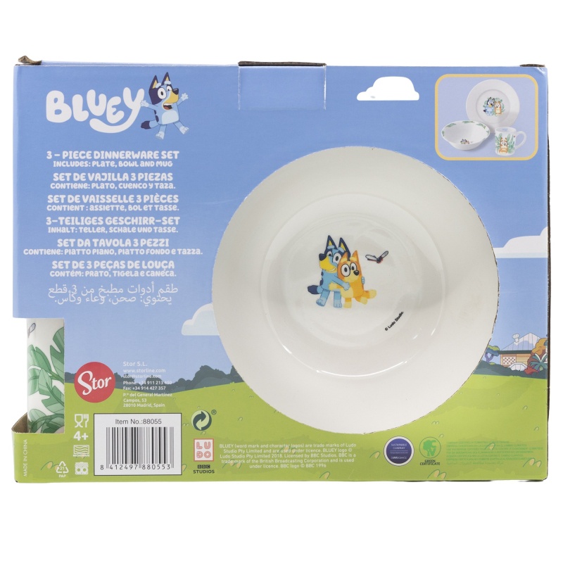 Keramická jídelní souprava Bluey 3 ks v dárkové krabičce