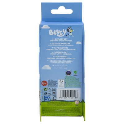 Detský príbor Bluey – kovová lyžica a vidlička, set 2 ks