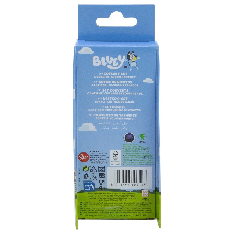 Dětský příbor Bluey – kovová lžíce a vidlička, set 2 ks