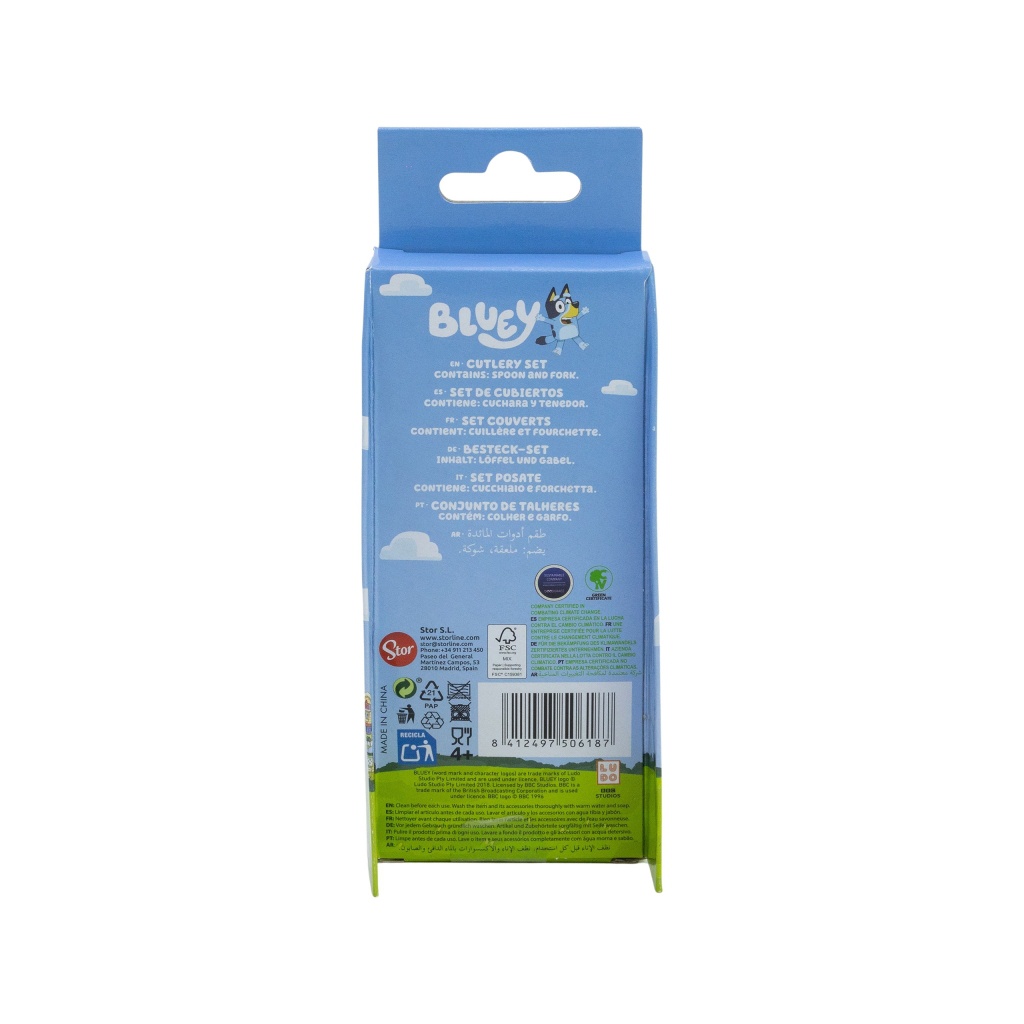 Dětský příbor Bluey – kovová lžíce a vidlička, set 2 ks