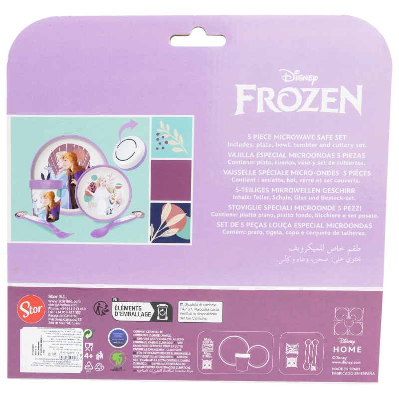 Dětský protiskluzový jídelní set Frozen Premium Bicolor – 5 dílů