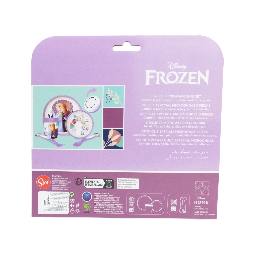 Detský protišmykový jedálenský set Frozen Premium Bicolor – 5 dielov
