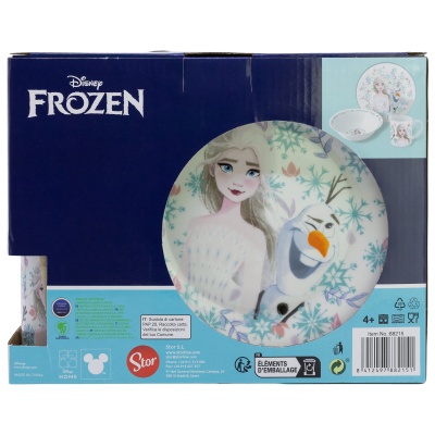 Detský keramický jedálenský set Frozen – tanier, miska a hrnček (3 diely)