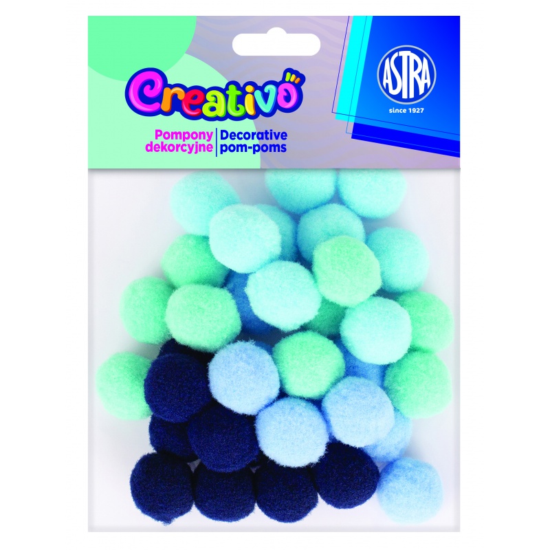 CREATIVO Plyšové POMPOM kuličky BLUE LAGOON, 20mm, 335121020