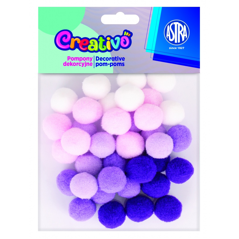 Plyšové pompony Creativo LAVENDER FIELD 20 mm (36 ks)