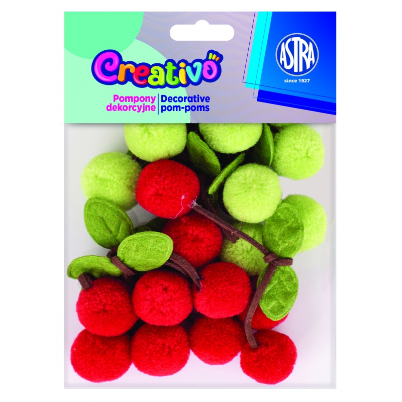 Plyšové pompony Creativo SLADKÉ VIŠNE 20 mm (20 ks)