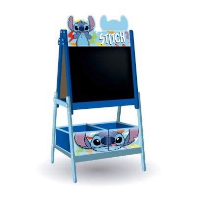Dětská oboustranná tabule Stitch – dřevěný stojan s úložným prostorem