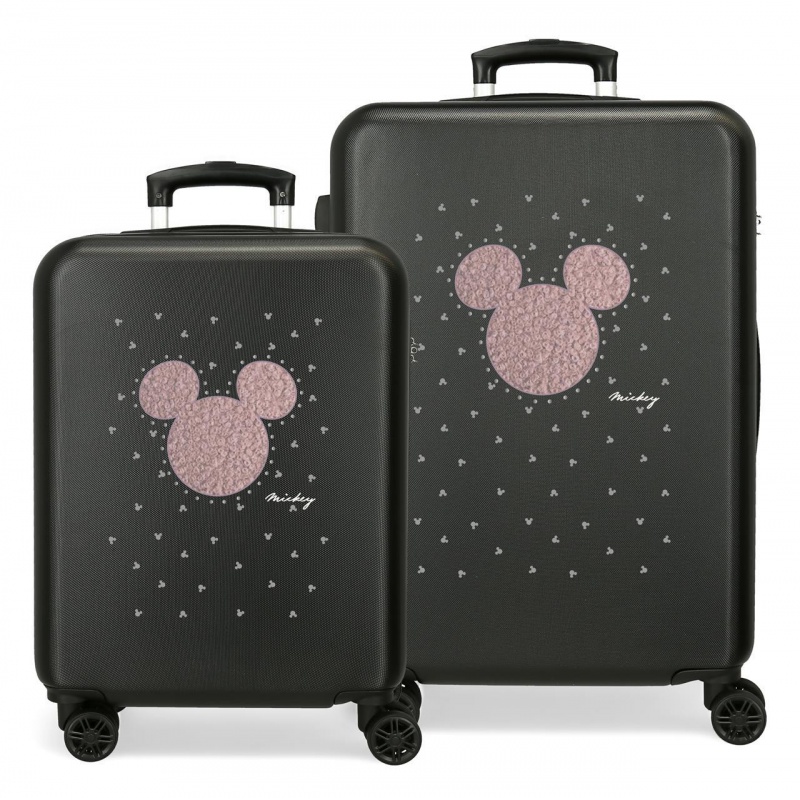 Sada kufrov Mickey Mouse Mickey Studs – ABS, čierna, kabínový + stredný